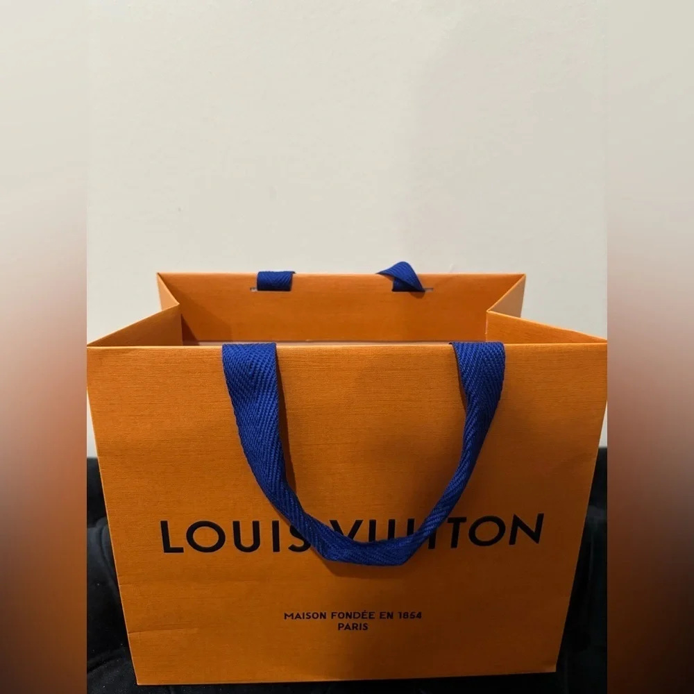 Louis Vuitton Bold Orange Shopping Bag with Blue Straps
